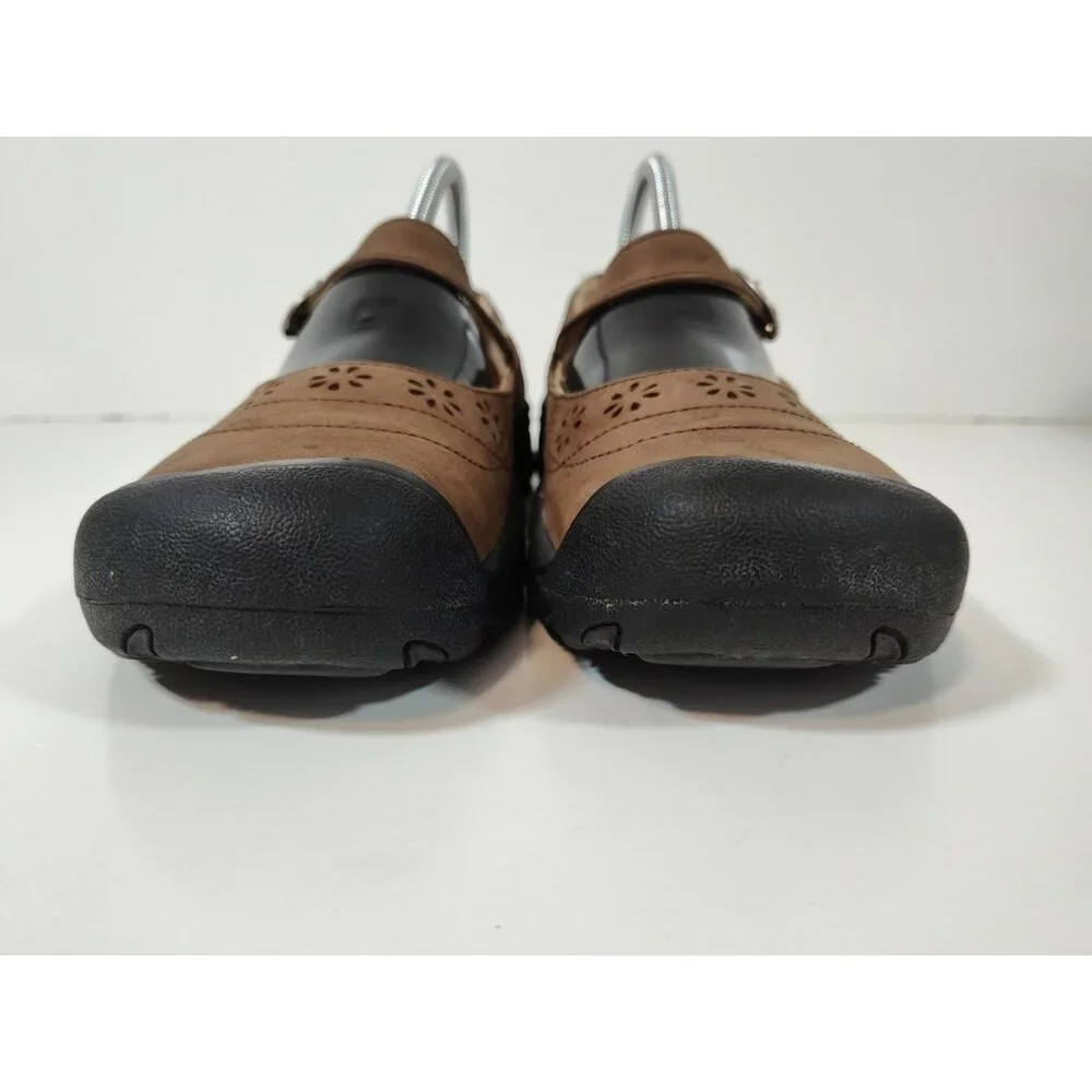 Keen Mary Jane Comfort Shoes Brown Leather Women's 8.5 Petals Flats - Picture 3 of 9
